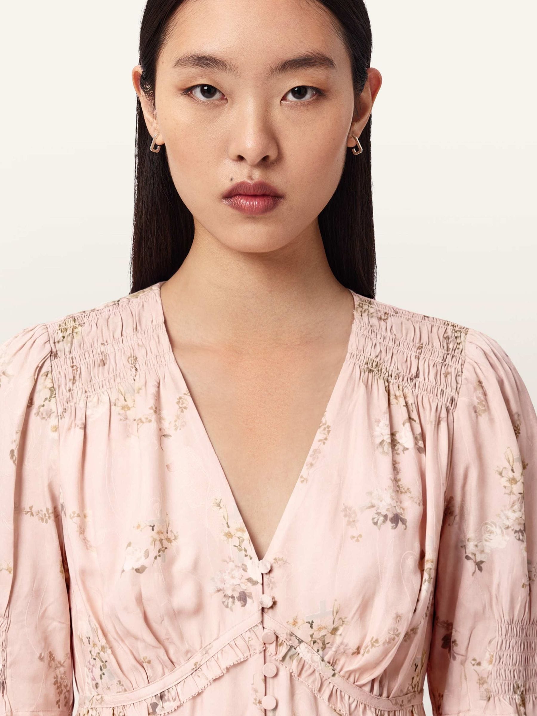 allsaints pink dress Parachute Silk Dress SOFT PINK