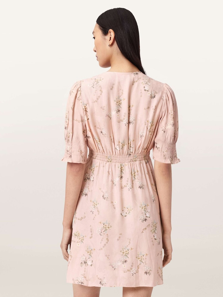 allsaints pink dress Allsaints Hadley Midi Dress In Pashmina Pink