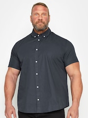BadRhino Big & Tall Blue 100% Cotton Short Sleeve Poplin Shirt - Image 1 of 3
