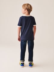 Little Bird by Jools Oliver Navy/Ecru Stripe Short Sleeve Raglan Colourful 100% Cotton T-Shirt - Image 3 of 11