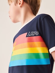 Little Bird by Jools Oliver Navy/Ecru Stripe Short Sleeve Raglan Colourful 100% Cotton T-Shirt - Image 5 of 11