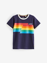 Little Bird by Jools Oliver Navy/Ecru Stripe Short Sleeve Raglan Colourful 100% Cotton T-Shirt - Image 8 of 11
