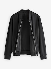 Schwarz - Strukturierte Jersey-Bomberjacke - Bild 8 von 11