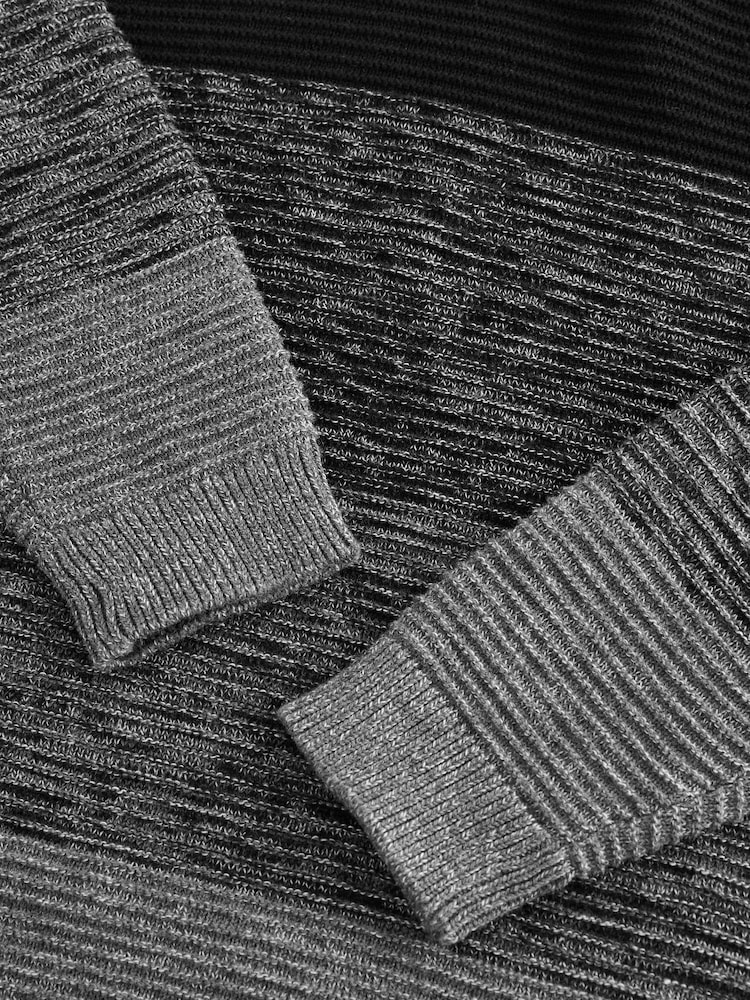 Black Ombre Colourblock 100% Cotton Knitted Hoodie (3-16yrs) - Image 3 of 3