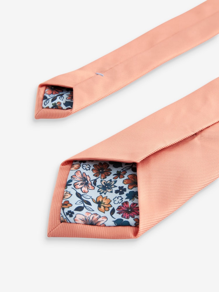 Peach Pink Slim Twill Tie - Image 5 of 5