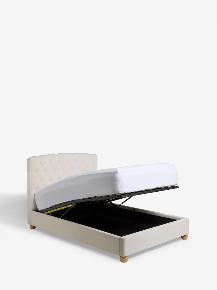Soft Velvet Natural Oyster Farringdon Upholstered Ottoman Storage Bed Frame - Image 10 of 10