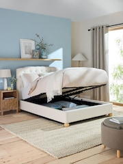 Soft Velvet Natural Oyster Farringdon Upholstered Ottoman Storage Bed Frame - Image 2 of 9