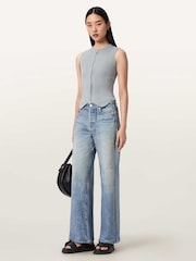 AllSaints Blue Cruz Zip Waistcoat - Image 1 of 7