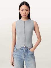 AllSaints Blue Cruz Zip Waistcoat - Image 2 of 7