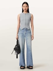 AllSaints Blue Cruz Zip Waistcoat - Image 6 of 7