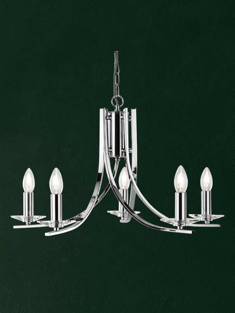Searchlight Chrome Asiana 5 Light Ceiling Light - Image 1 of 1
