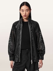 AllSaints Black Dual Bomber Jacket - Image 1 of 6