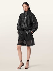 AllSaints Black Dual Bomber Jacket - Image 5 of 6