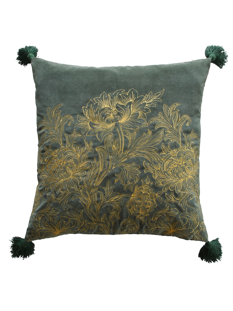 Morris & Co Green Chrysanthemum Cushion - Image 2 of 3