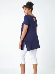 Roman Blue Curve Plain Bar Back Stretch Top - Image 2 of 5