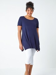 Roman Blue Curve Plain Bar Back Stretch Top - Image 3 of 5