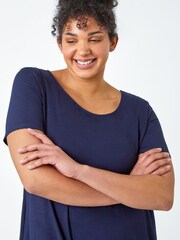Roman Blue Curve Plain Bar Back Stretch Top - Image 4 of 5