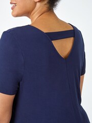 Roman Blue Curve Plain Bar Back Stretch Top - Image 5 of 5