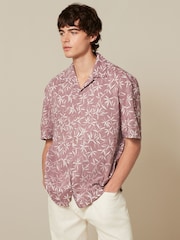 Pink Floral Short Sleeve Shirt With Cuban Collar - Image 1 of 8