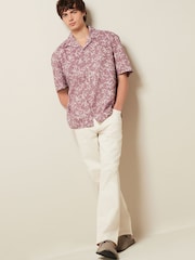 Pink Floral Short Sleeve Shirt With Cuban Collar - Image 2 of 8
