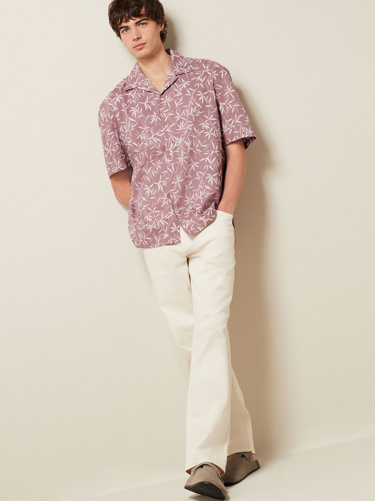 Pink Floral Short Sleeve Shirt With Cuban Collar - Image 2 of 8