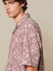 Pink Floral Short Sleeve Shirt With Cuban Collar - Image 4 of 8