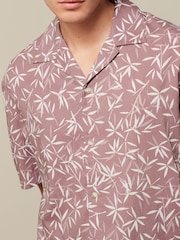 Pink Floral Short Sleeve Shirt With Cuban Collar - Image 5 of 8