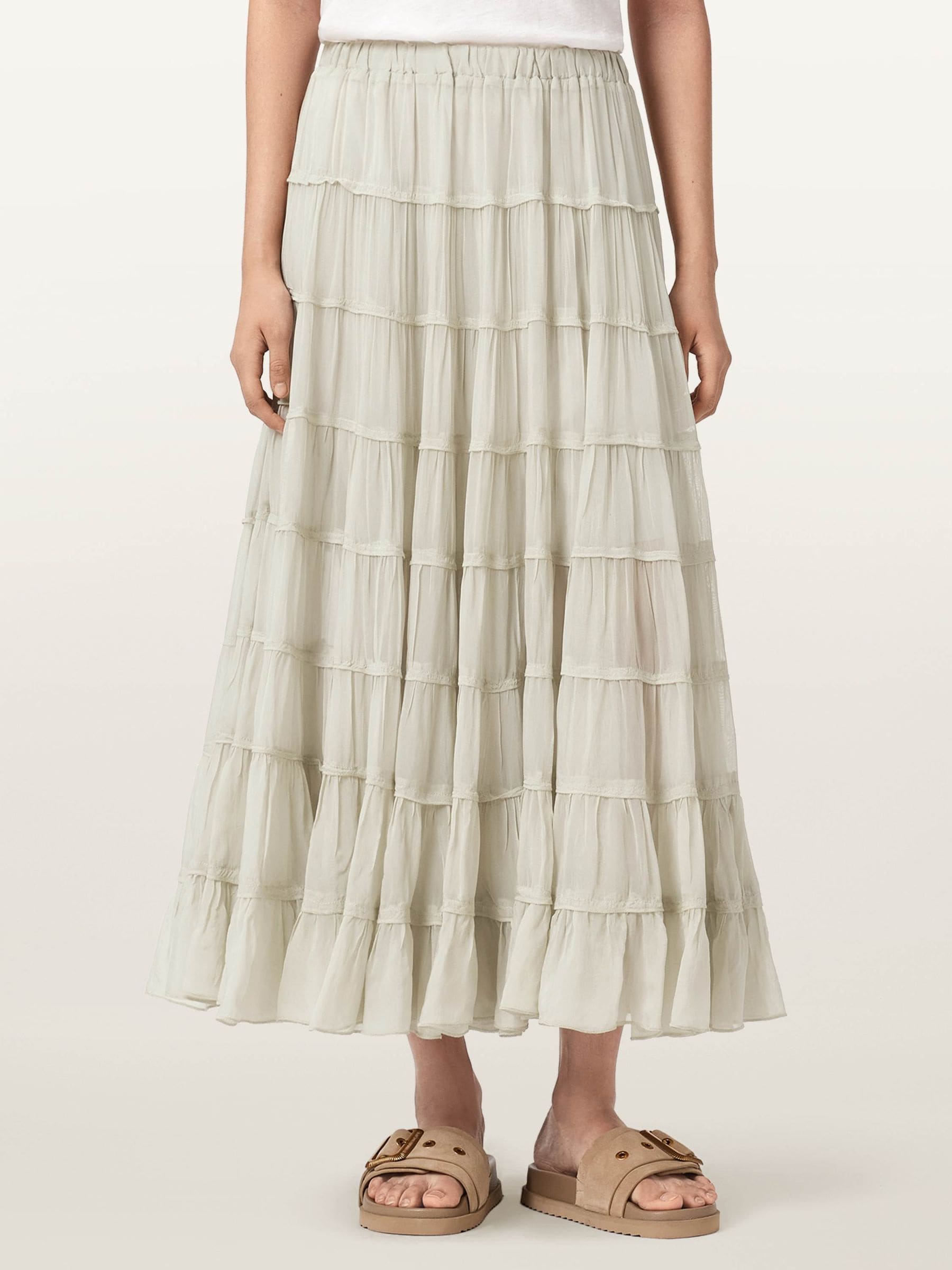 Buy AllSaints Green Eva Tiered Maxi Skirt from Next USA