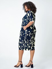 Roman Blue Curve Abstract Relaxed Pocket Dress - Image 2 of 5