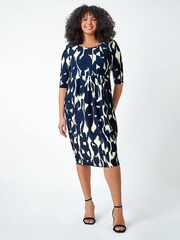 Roman Blue Curve Abstract Relaxed Pocket Dress - Image 3 of 5