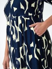 Roman Blue Curve Abstract Relaxed Pocket Dress - Image 5 of 5