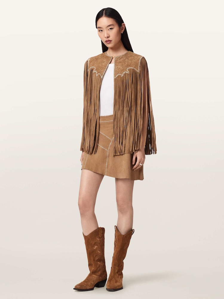 AllSaints Brown Carter Tassel Gilet - Image 2 of 6