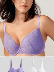 أبيض/أرجواني - حزمة من 2 حمالات صدر دانتيل - صورة 1 من 10