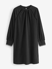 Schwarz - Langärmeliges Minikleid mit Leiterdetail - Bild 4 von 5