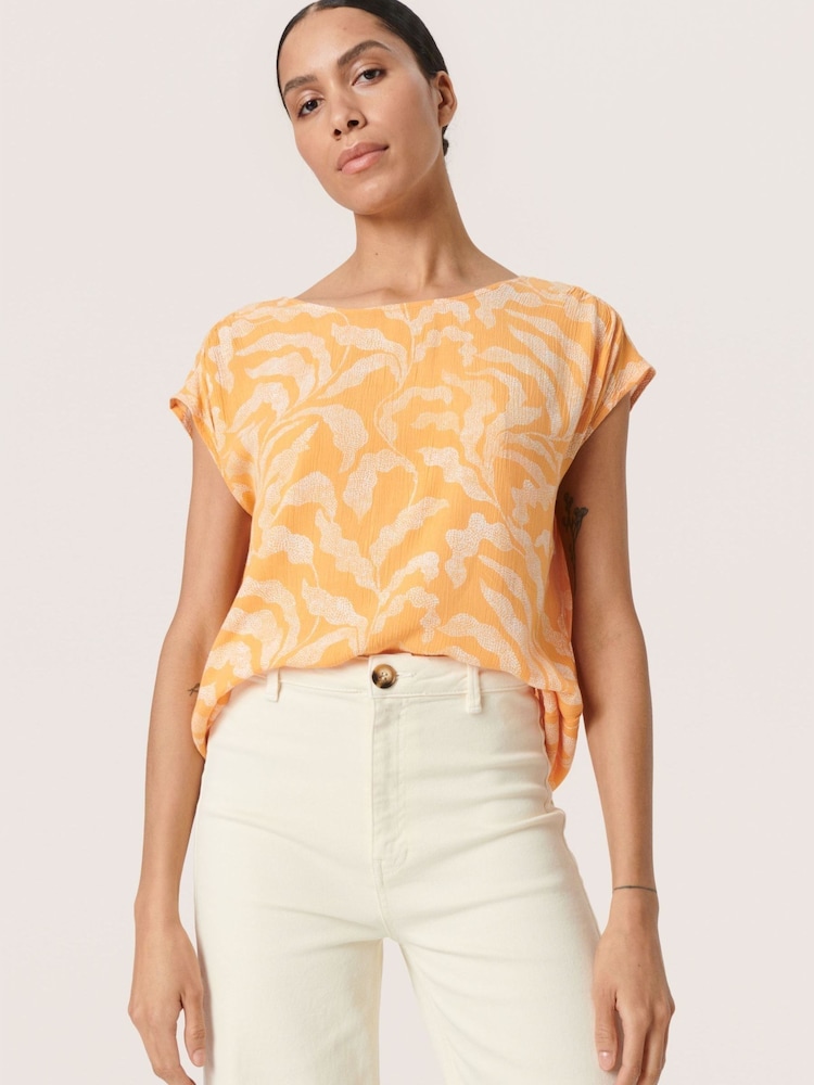 Soaked in Luxury Orange Zaya Short Sleeve Blouse - Image 1 of 5 Soaked in Luxury Orange Zaya Short Sleeve Blouse - Image 1 of 5