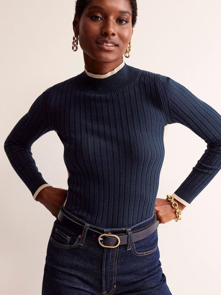 Boden Blue Isodora Ribbed Jumper - Image 1 of 6