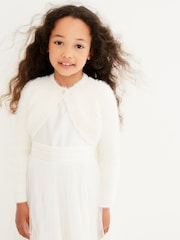 Ecru White Fluffy Shrug Cardigan (12mths-16yrs) - Image 1 of 6