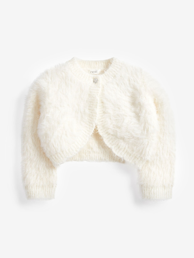 Cropped Cardigan Fluffy Cardigan New Look Buy Ecru White Fluffy