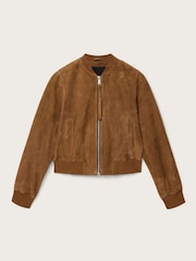 AllSaints Brown Orten Suede Bomber Jacket - Image 5 of 5