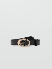 Mango Black Slim Pu Belt - Image 1 of 4