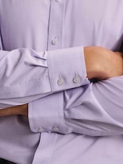 Charles Tyrwhitt Purple Classic Fit Non Iron Herringbone 100% Cotton Shirt - Image 4 of 7