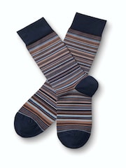 Charles Tyrwhitt Chocolate Brown Stripe Socks - Image 1 of 2