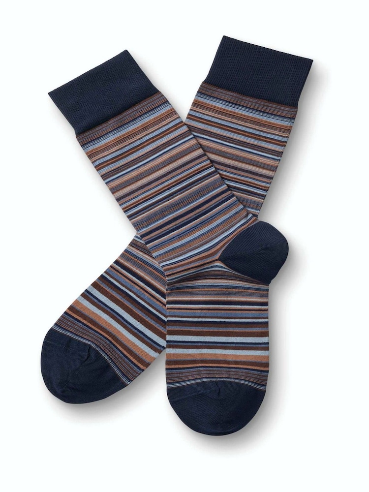 Charles Tyrwhitt Chocolate Brown Stripe Socks - Image 1 of 2