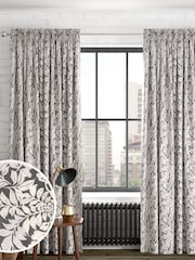 Charcoal Grey Leaf Made to Measure Curtains - Image 1 of 9