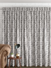 Charcoal Grey Leaf Made to Measure Curtains - Image 2 of 9