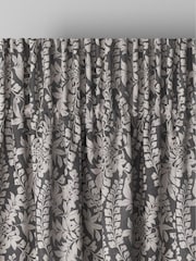 Charcoal Grey Leaf Made to Measure Curtains - Image 6 of 9
