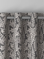 Charcoal Grey Leaf Made to Measure Curtains - Image 7 of 9
