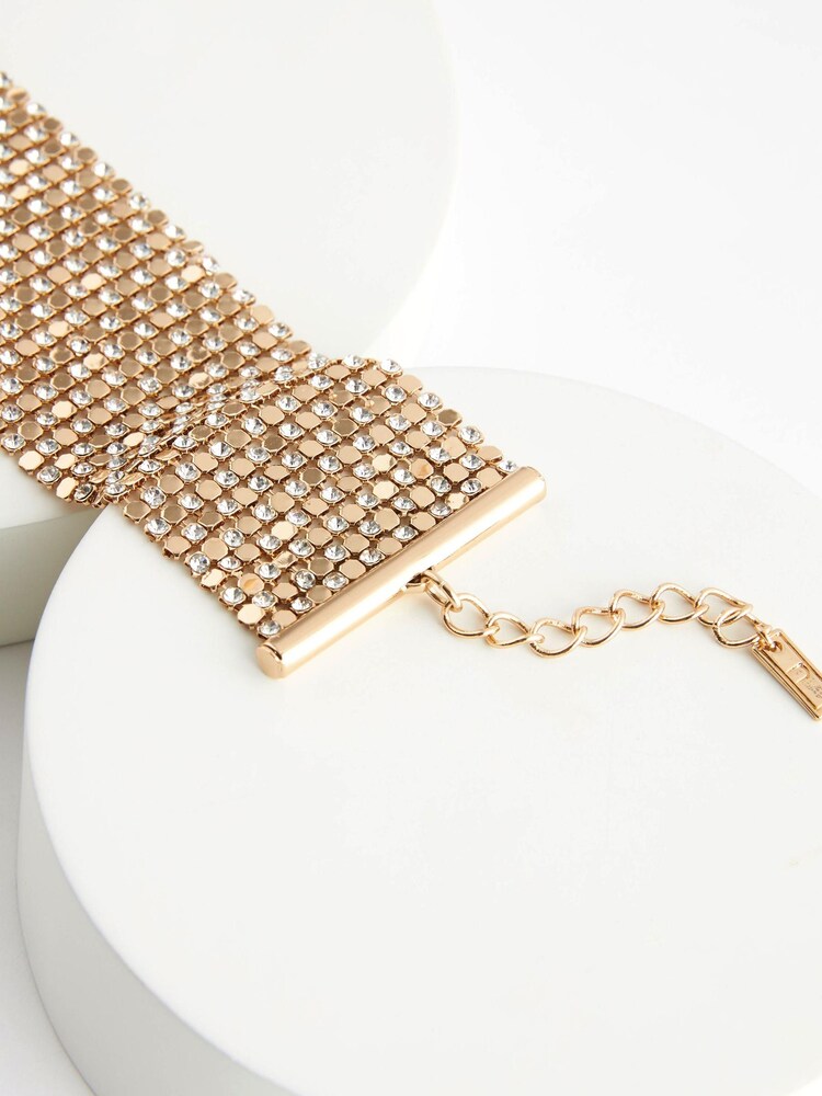 Gold Tone Chain Mail Sparkle Bracelet - Image 3 of 3