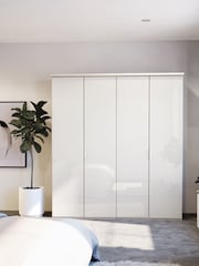 Wiemann Peyton Rustic Oak / White Glass Semi Fitted 4 Door Wardrobe - Image 1 of 4