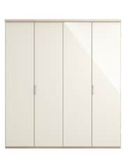 Wiemann Peyton Rustic Oak / White Glass Semi Fitted 4 Door Wardrobe - Image 2 of 4